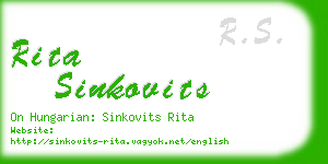 rita sinkovits business card